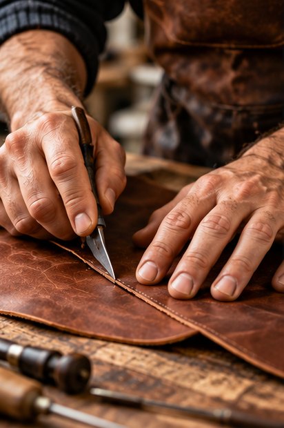 Corte de piel a mano